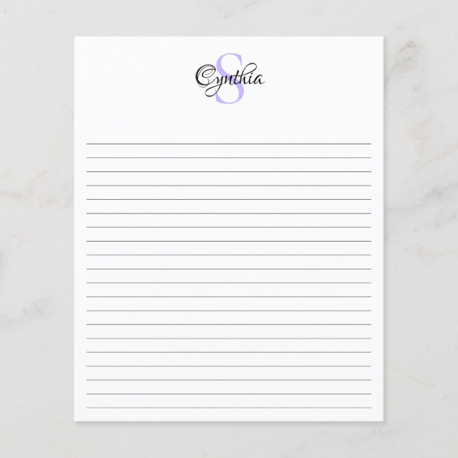 Lavendel Girlilik Chic Monogram Linjerad Flygblad (Framsidan)