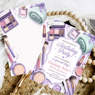 Lavendel Glamör Makeup Födelsedag Inbjudningar