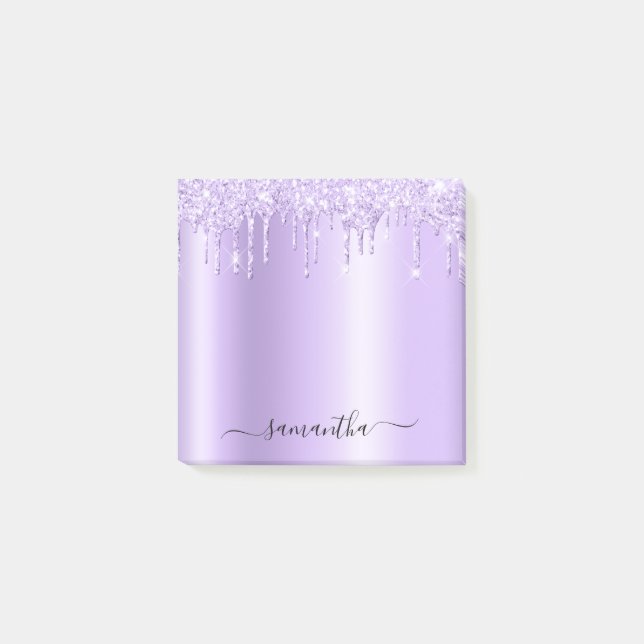 Lavendel Glitterdroppar Glans Post-it Block (Framsida)