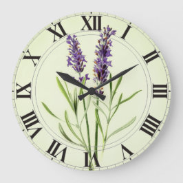 Lavendel gröna botaniska Clockface Rund Klocka