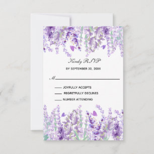 Lavendel Grönska Blommig Akvarell Formell Elegant OSA Kort