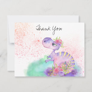 *~* Lavendel Gul Dragon Babyflicka Baby Shower Tack Kort