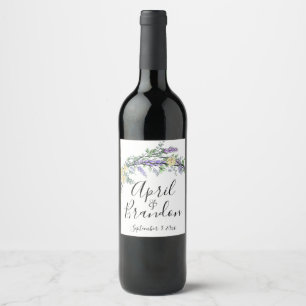 Lavendel gula rosor och Eucalyptus Vin Etikett