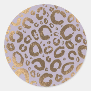 Lavendel Guld Kräm Glam Leopardtryck Baby Shower Runt Klistermärke
