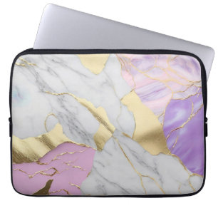 Lavendel & Guld Marmor Luxe Laptop Fodral