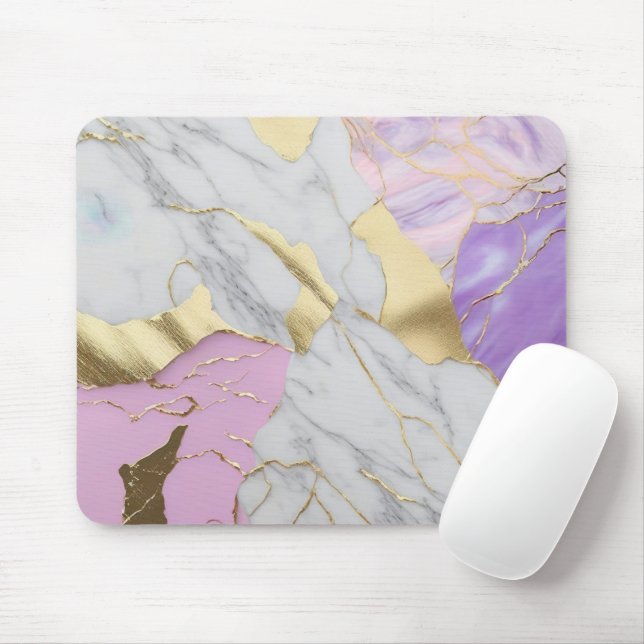 Lavendel & Guld Marmor Luxe Musmatta (Med mus)
