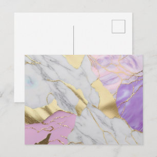 Lavendel & Guld Marmor Luxe Vykort