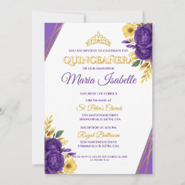 Lavendel & Guld Quinceañera-inbjudan Inbjudningar