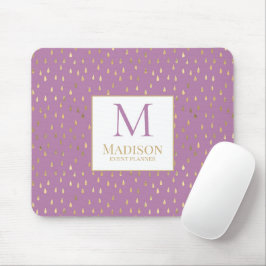 Lavendel Guld Regndroppe Modern Trendig Monogram Musmatta
