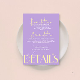Lavendel & Gult Modern Minimalistisk Bröllopsdetal Tilläggskort