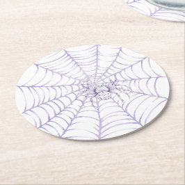 Lavendel Halloween Spindel på nätet Underlägg Papper Rund