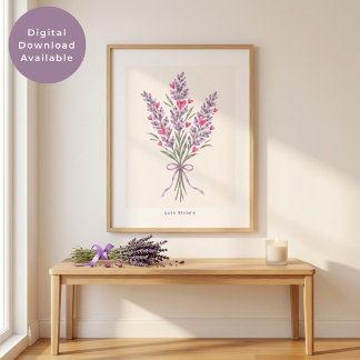 Lavendel Hjärtbukett Valentine Konst Poster