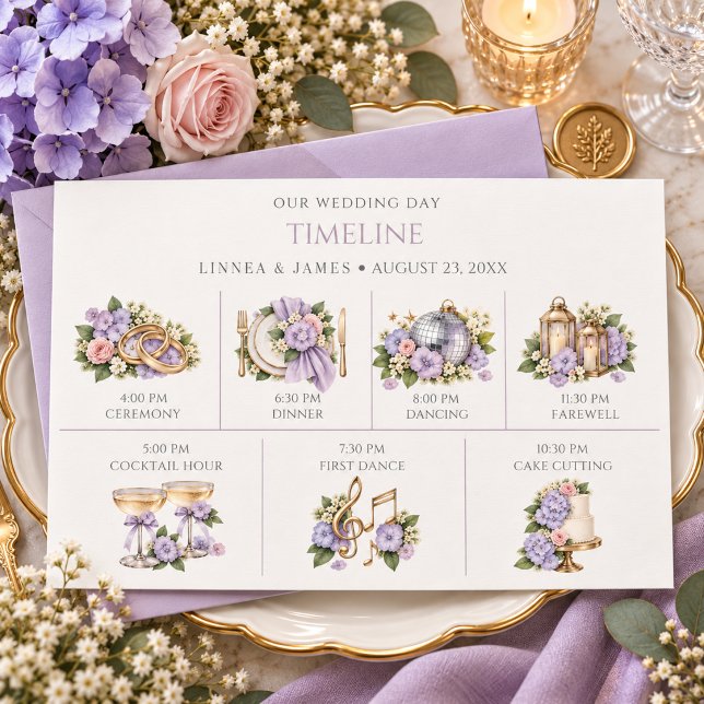 Lavendel Hydrangea Bröllsdag Tidslinje (Skapare uppladdad)