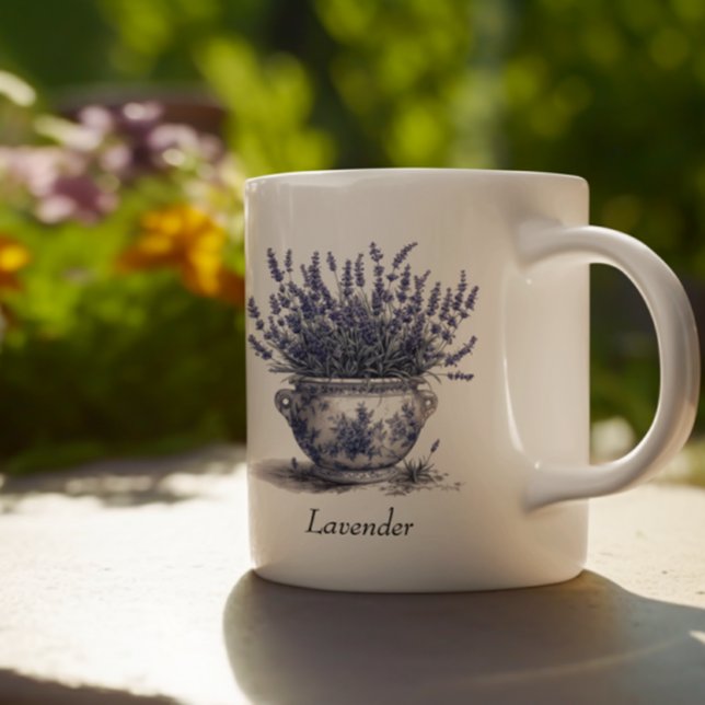Lavendel i Delft Blå, anpassningsbar  Kaffemugg (Skapare uppladdad)