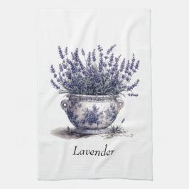 Lavendel i Delft Blå Kökshandduk