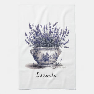 Lavendel i Delft Blå Kökshandduk