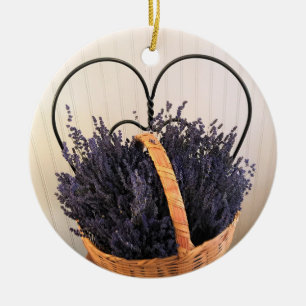 Lavendel i en korg julgransprydnad keramik
