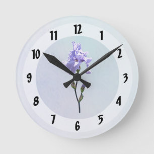 Lavendel Iris och knoppar Rund Klocka