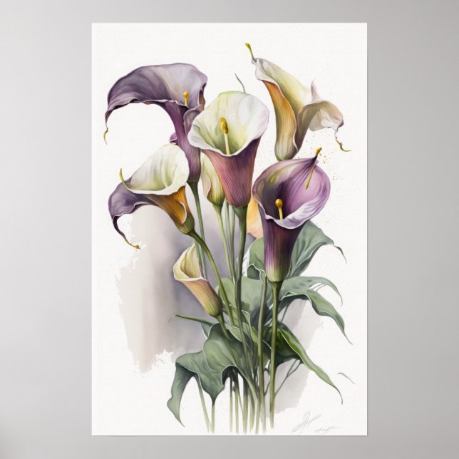 Lavendel Kallaliljor Lilja Blomma Konsttryck Poste Poster (Framsidan)