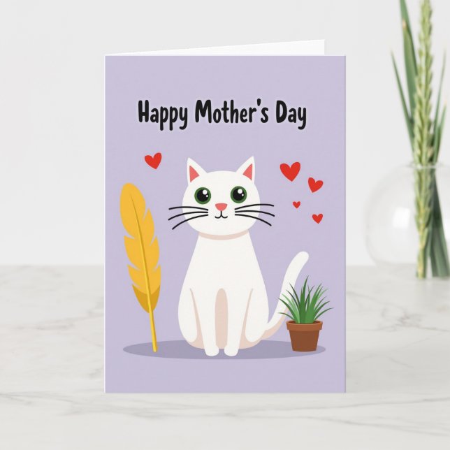 Lavendel Katt Mönsterkort Kort (Framsida)
