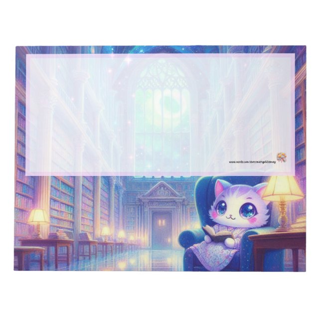 Lavendel Katten Bibliotek Anteckningsblock (Framsida)