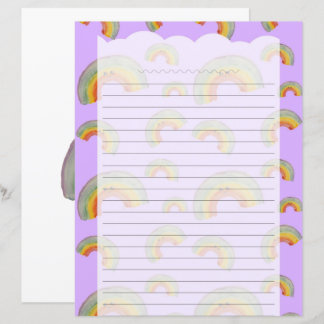 Lavendel Kawaii Regnbåge Pappersvaror Papper