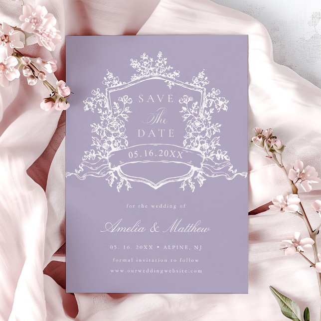 Lavendel Klassisk Blommande Trädgård Bröllop  Spara Datumet (Skapare uppladdad)