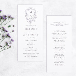 Lavendel Klassisk Blommig Kam Wedding Ceremoni Program