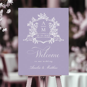 Lavendel Klassisk Blommig Kam Wedding Välkommen Poster