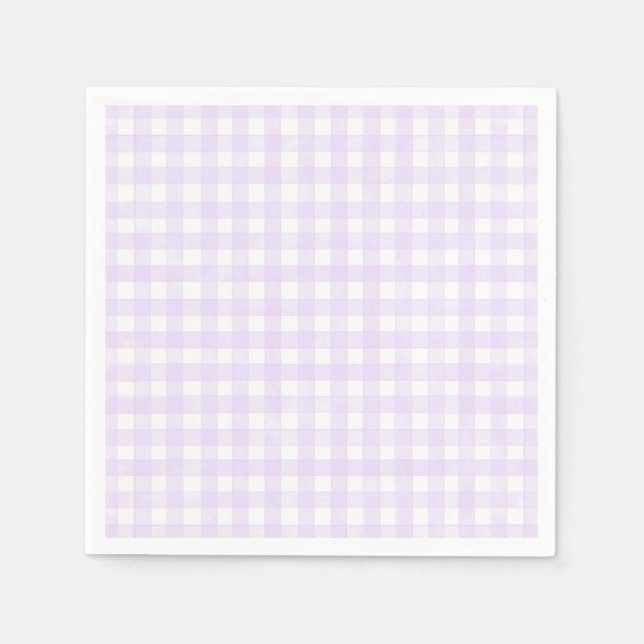 Lavendel Klassisk Gingham Pappersservett (Framsidan)