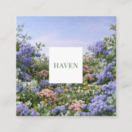 Lavendel Korall Blommig Äng Fyrkantig Ram Fyrkantigt Visitkort