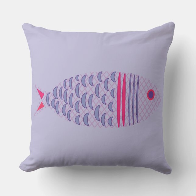 Lavendel Kustfisk Mönster Kastkudde Kudde (Framsida)