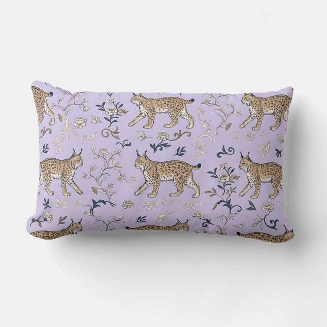 Lavendel Ländryggkudde Chinoiserie Design Lumbarkudde (Framsida)