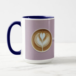Lavendel Latte Kaffe Konst Hjärtan Combo Mugg