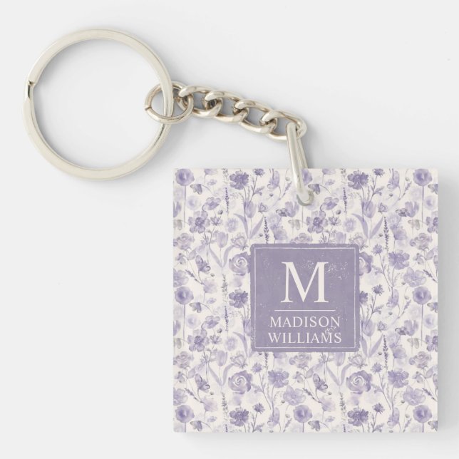 Lavendel Lila Akvarell Blommor Mönster (Framsidan)