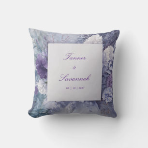 Lavendel Lila Blå Blommig Frostad Monokrom Kudde
