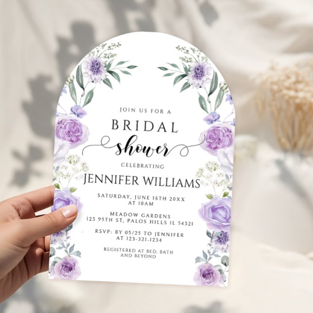 Lavendel Lila Blomma Boho Krans Bröllopsdusch Inbjudningar (Skapare uppladdad)