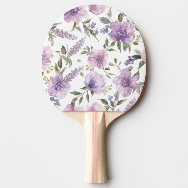 Lavendel Lila Blommig Akvarell Botanisk Pingisracket (Framsidan)