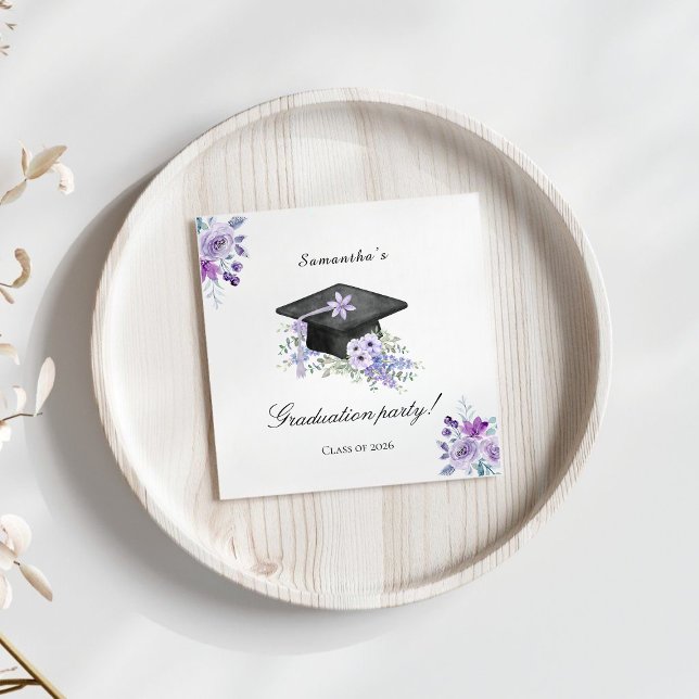 Lavendel Lila Blommig Examen Pappersservett (Skapare uppladdad)