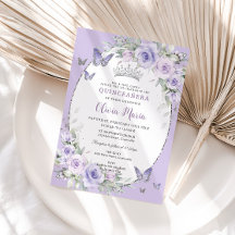 Lavendel Lila Blommig Fjärilar Quinceañera