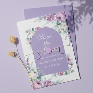 Lavendel Lila Blommig Spara Datum-kort Inbjudningar
