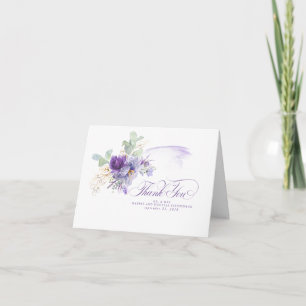 Lavendel lila blommor Botanisk elegant bröllop Tack Kort
