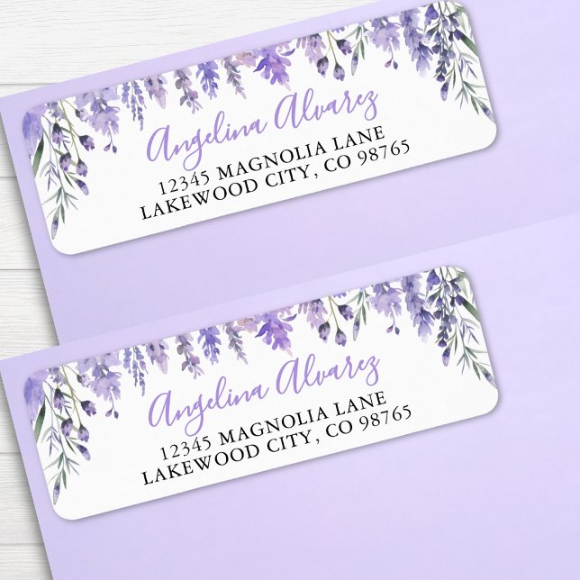 Lavendel Lila Bröllopsdusch Returadress Returadress Etikett (Lavender Purple Bridal Shower label )
