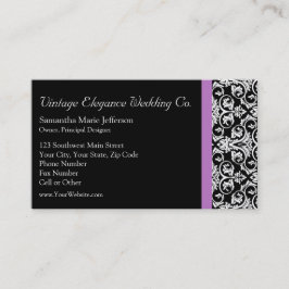 Lavendel Lila Damask Svart/Vit Visitkort