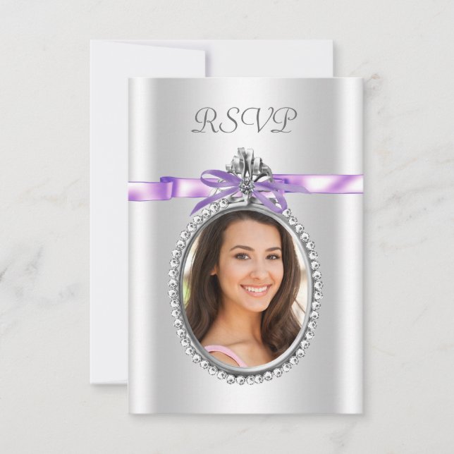 Lavendel lila foto RSVP-kort OSA Kort (Framsida)