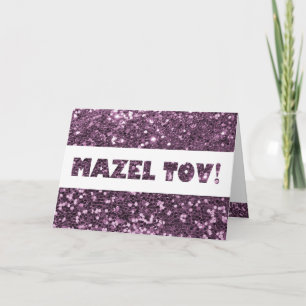 Lavendel Lila Glitter Mazel Tov Grattis Kort