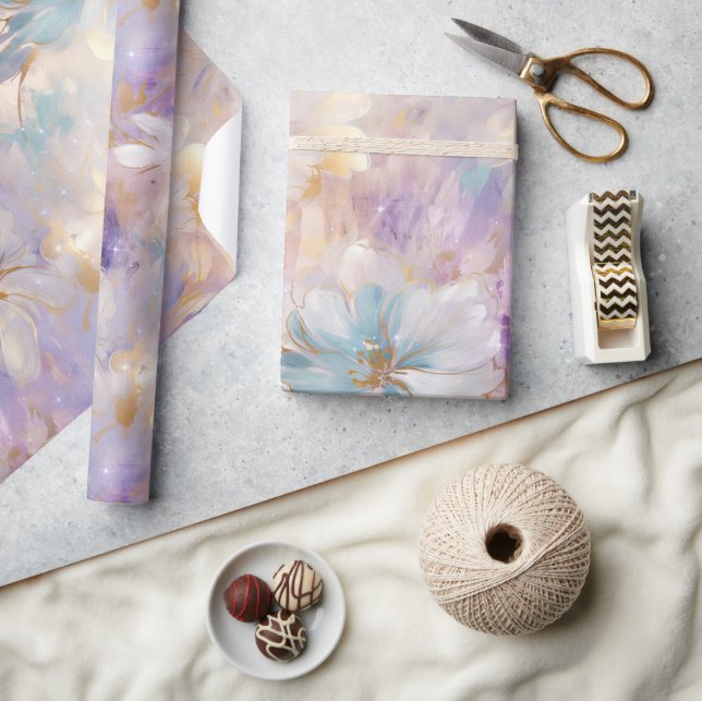 Lavendel Lila Guld Glamour Blommig Bröllopsdusch Presentpapper (Hantverk)