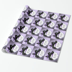 Lavendel Lila Leopard Högt Klacksko Presentpapper