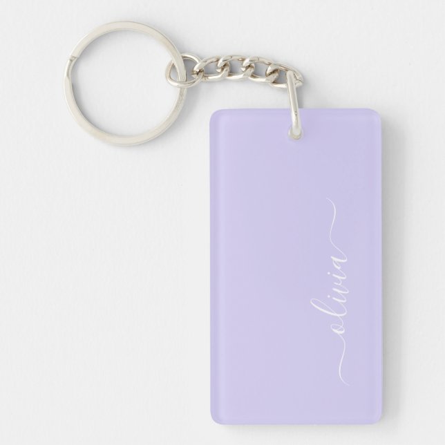 Lavendel Lila Modernt Skript Flickaktigt Monogram  Nyckelring (Framsidan)