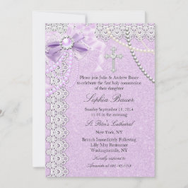 Lavendel lila Pärl Båge Kors Nattvard Inbjudningar